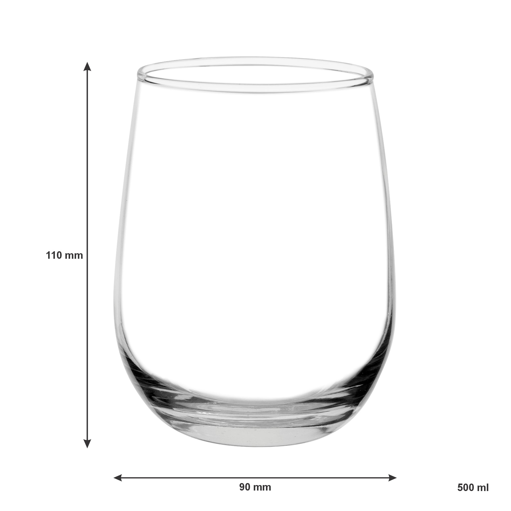 REGENT STEMLESS GLASS TUMBLERS 6PK, 500ML
