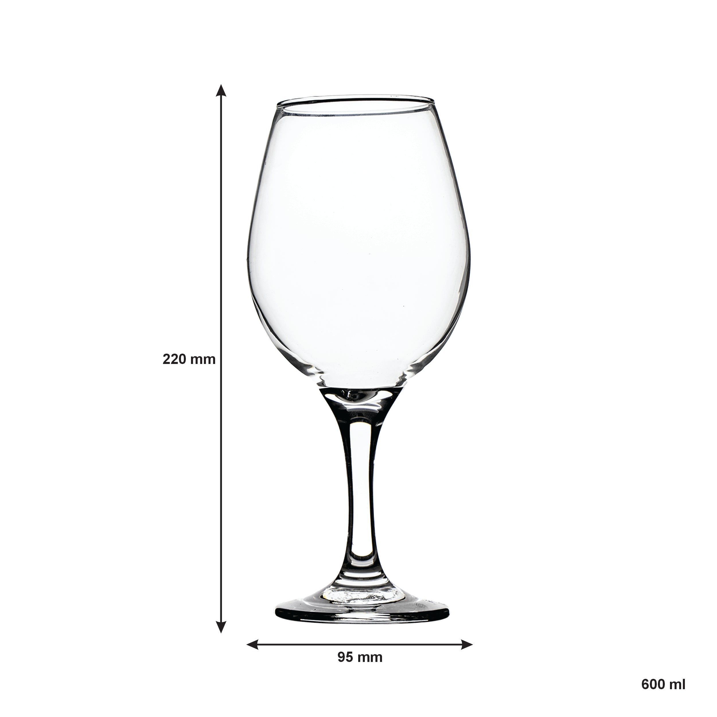 REGENT STEMMED RED WINE GLASSES 6PK, 600ML