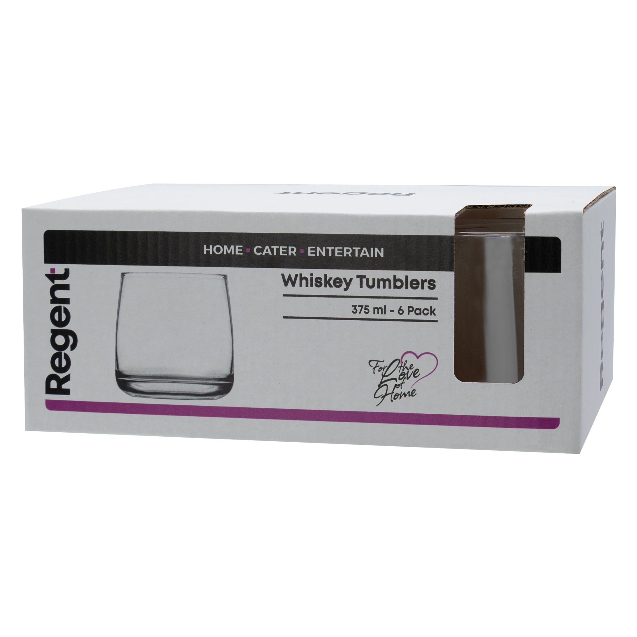 REGENT WHISKEY GLASS TUMBLERS 6PK, 375ML