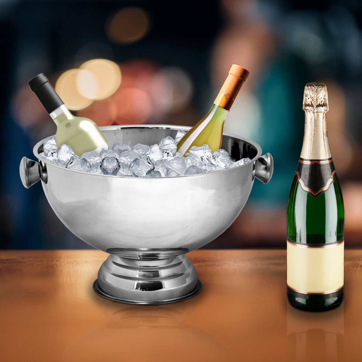 BAR BUTLER FOOTED CHAMPAGNE/ICE BOWL WITH SILVER KNOBS ST STEEL, 14L