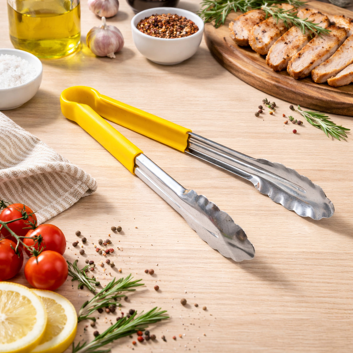 REGENT TONGS STAINLESS STEEL POLYCOATED YELLOW, 317MM