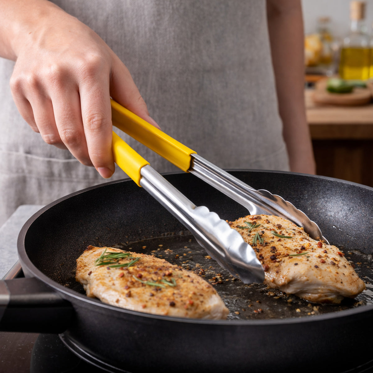 REGENT TONGS STAINLESS STEEL POLYCOATED YELLOW, 317MM