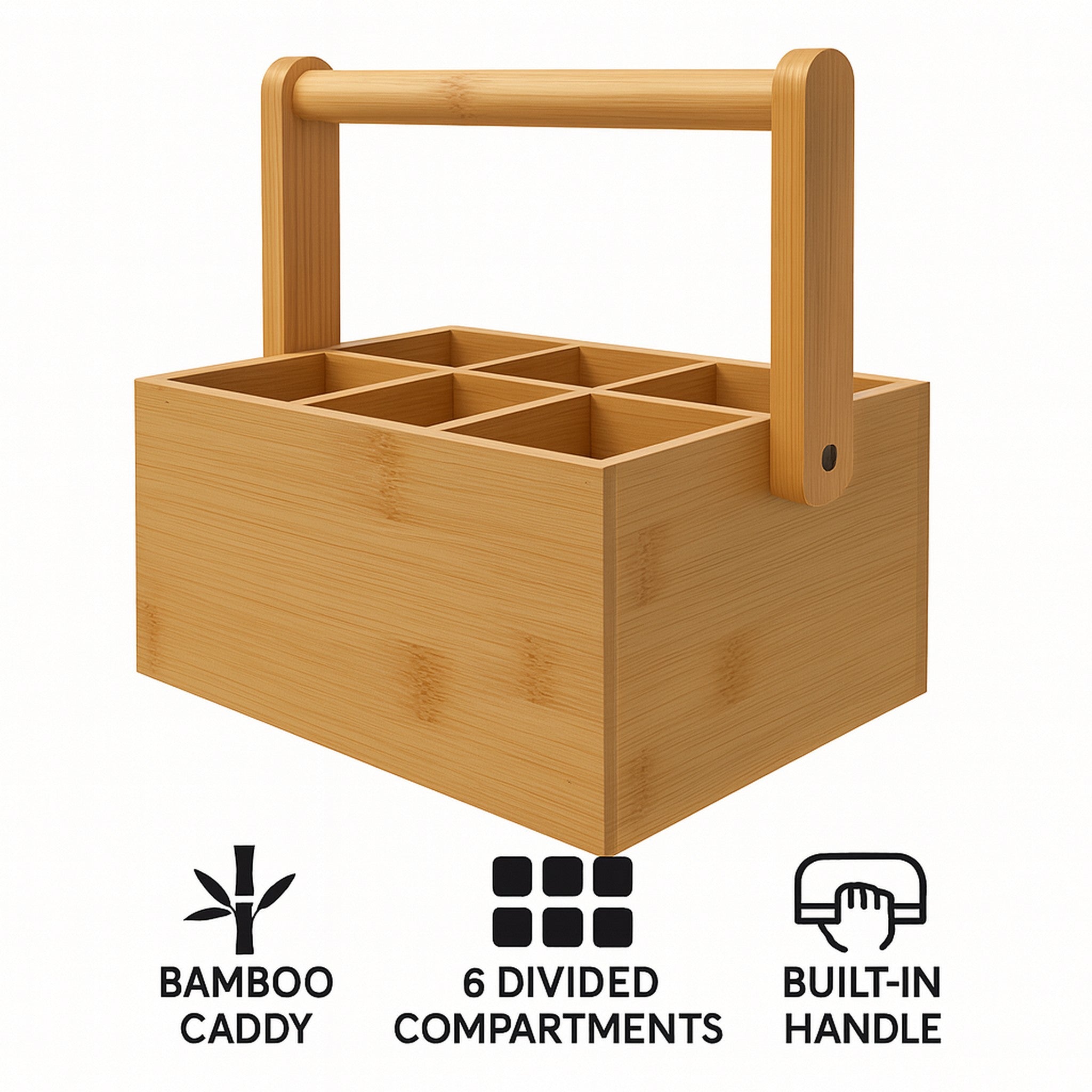 REGENT BAMBOO CADDY, 6 DIVISIONS WITH HANDLE, 206X140MM