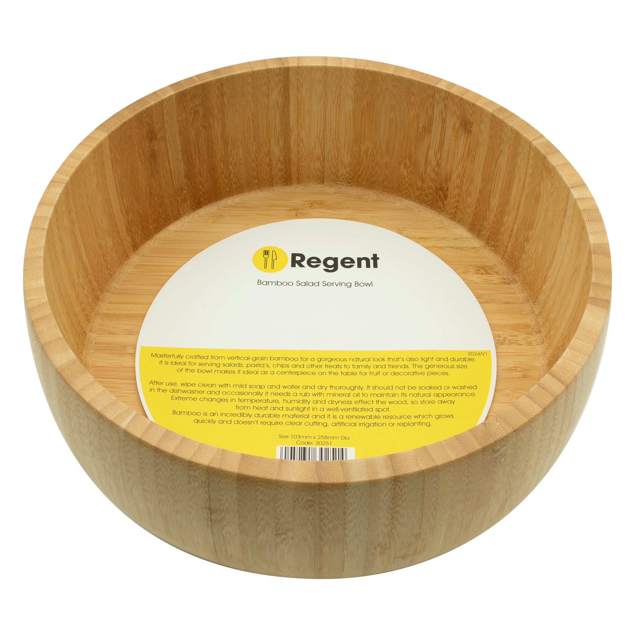 REGENT BAMBOO SALAD SERVING BOWL, 258MM DIA