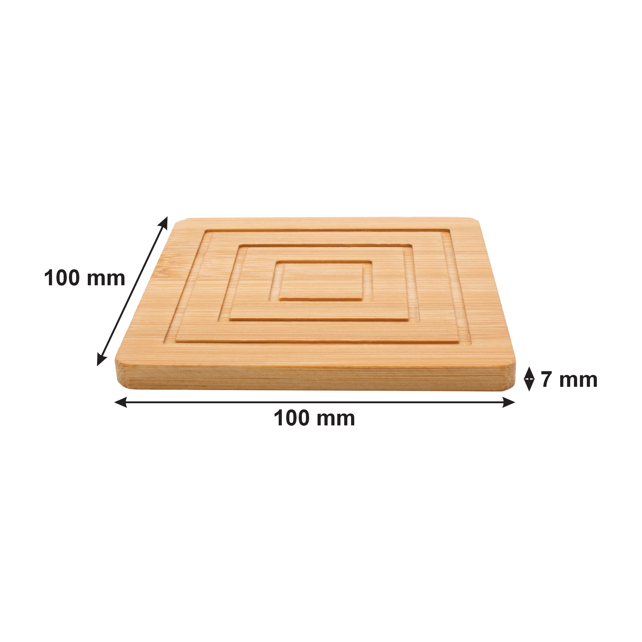 REGENT BAMBOO SQUARE COASTERS IN A HOLDER 7 PIECE SET, 100X100MM