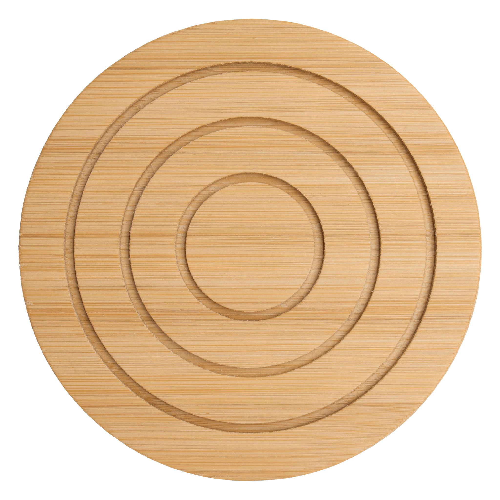 REGENT BAMBOO ROUND COASTERS 100MM DIA. IN A HOLDER 7 PIECE SET
