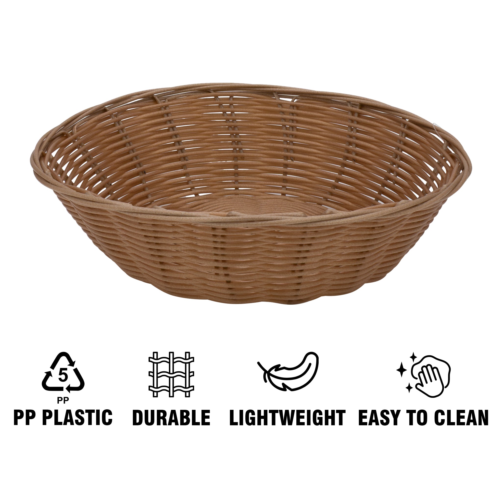 REGENT WOVEN BASKET ROUND HOLLOW CORD PP PLASTIC, 230MM DIA