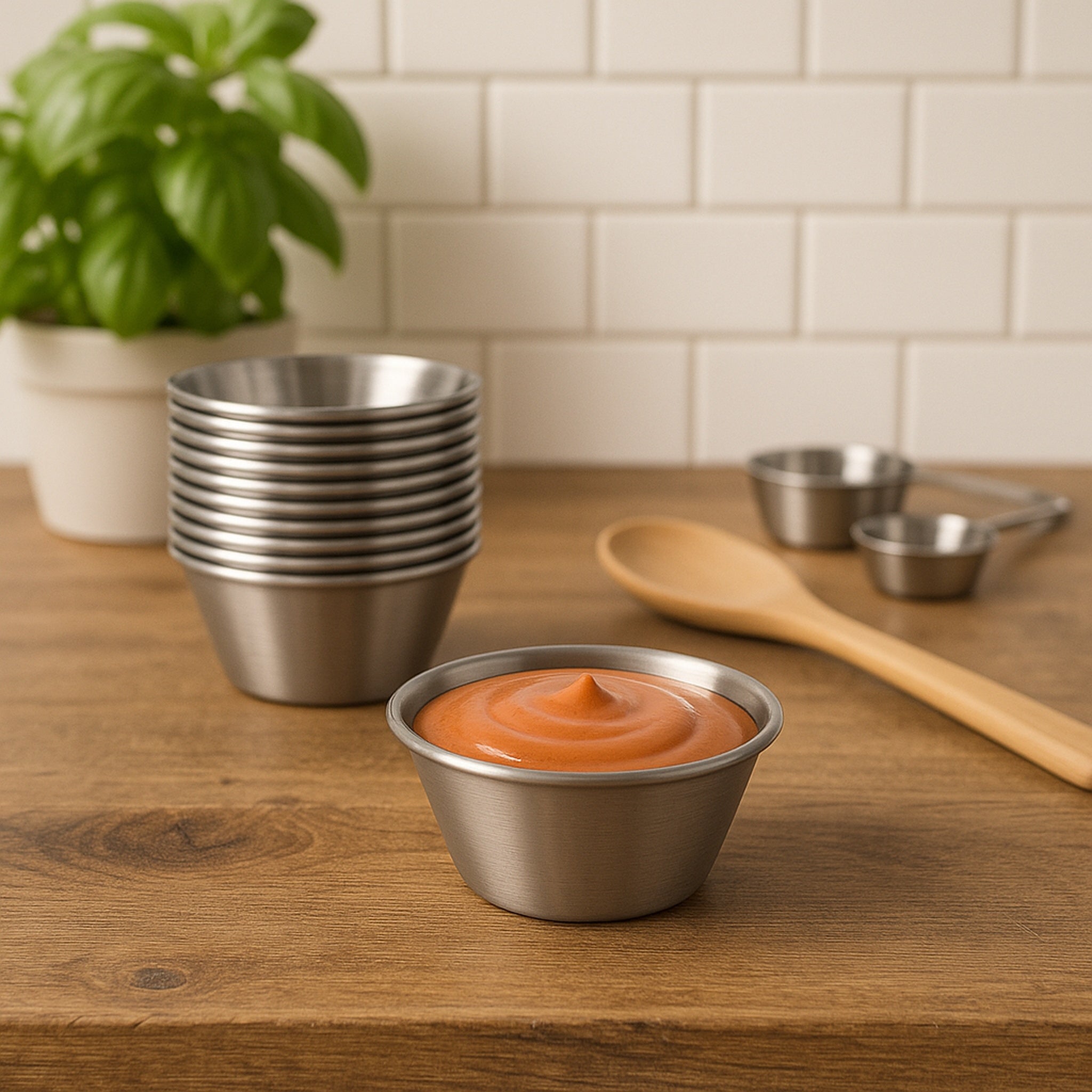 REGENT SAUCE CUP STAINLESS STEEL 45ML 12PK, 60MM DIA