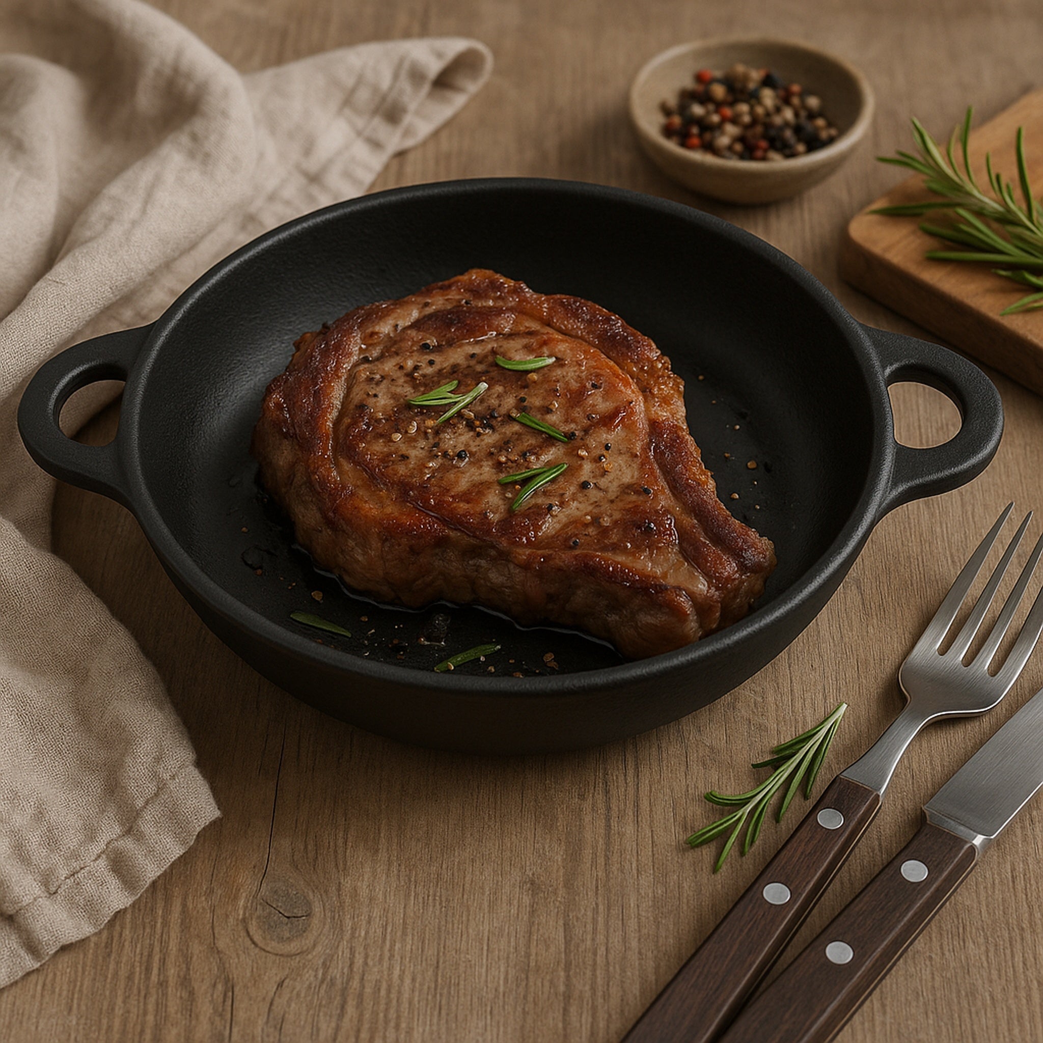 REGENT COOKWARE CAST IRON PAN WITH 2 HANDLES, 205/155MM DIAX45MM