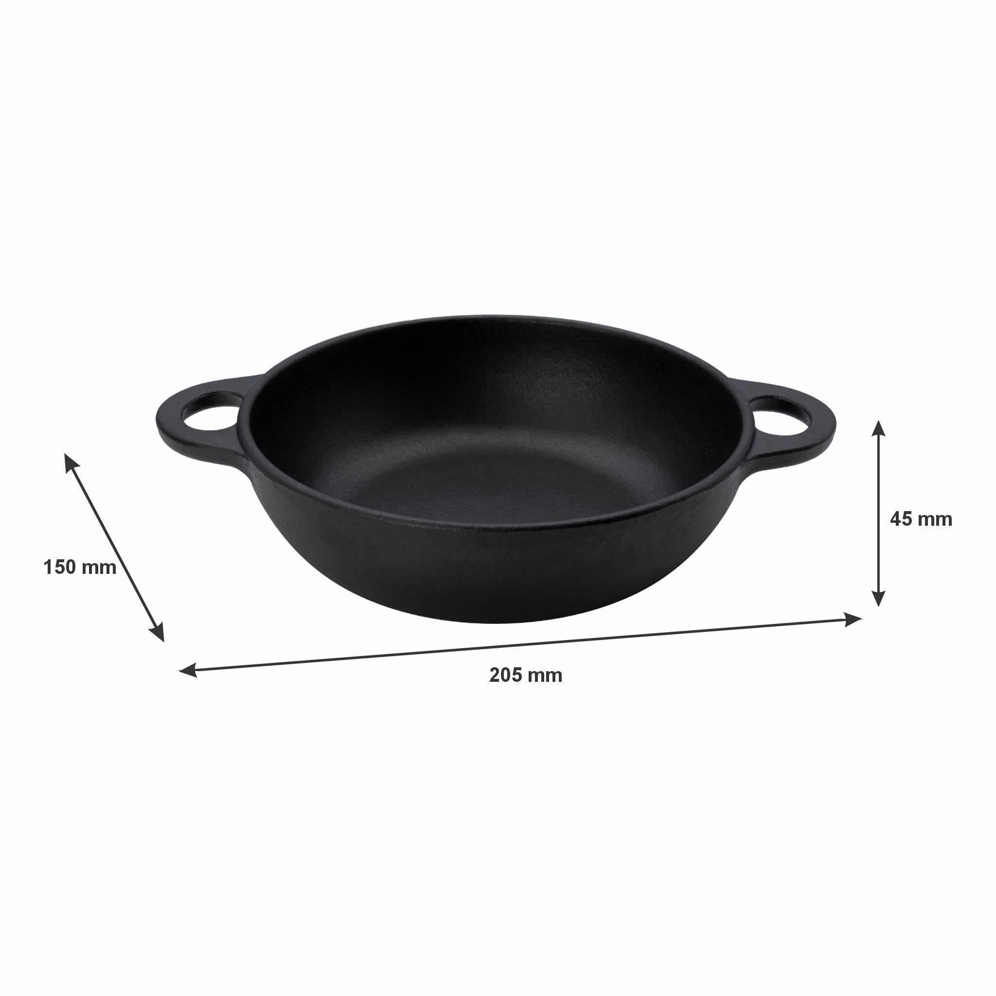REGENT COOKWARE CAST IRON PAN WITH 2 HANDLES, 205/155MM DIAX45MM