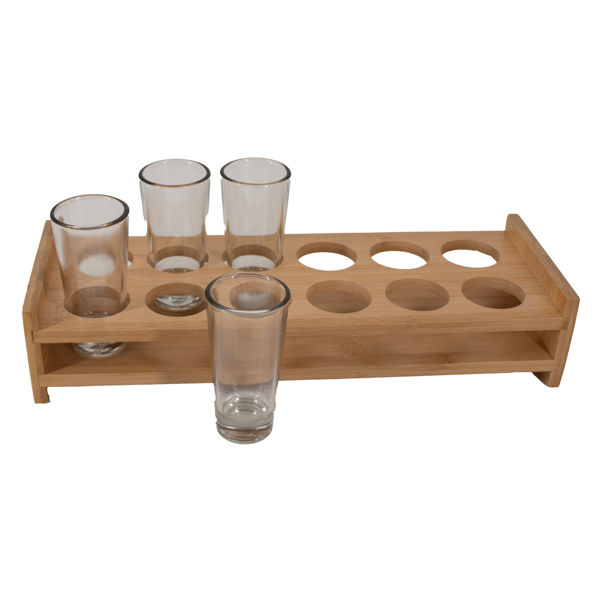 BAR BUTLER BAMBOO 12 HOLE SHOT GLASS SERVING STAND