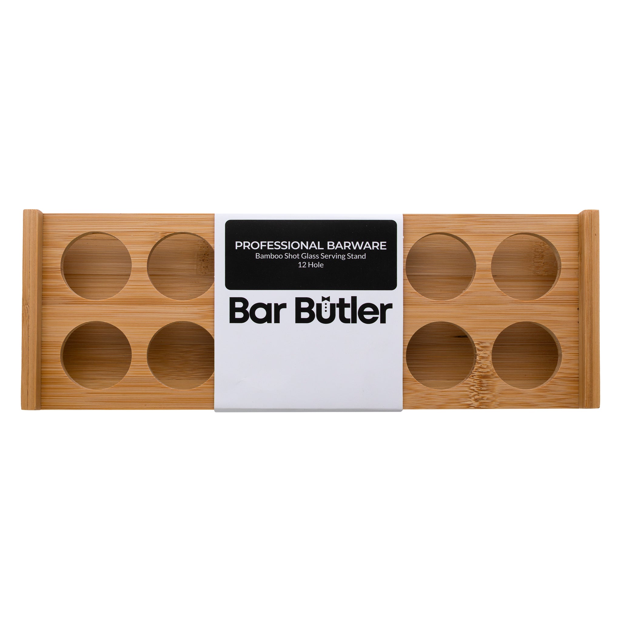 BAR BUTLER BAMBOO 12 HOLE SHOT GLASS SERVING STAND