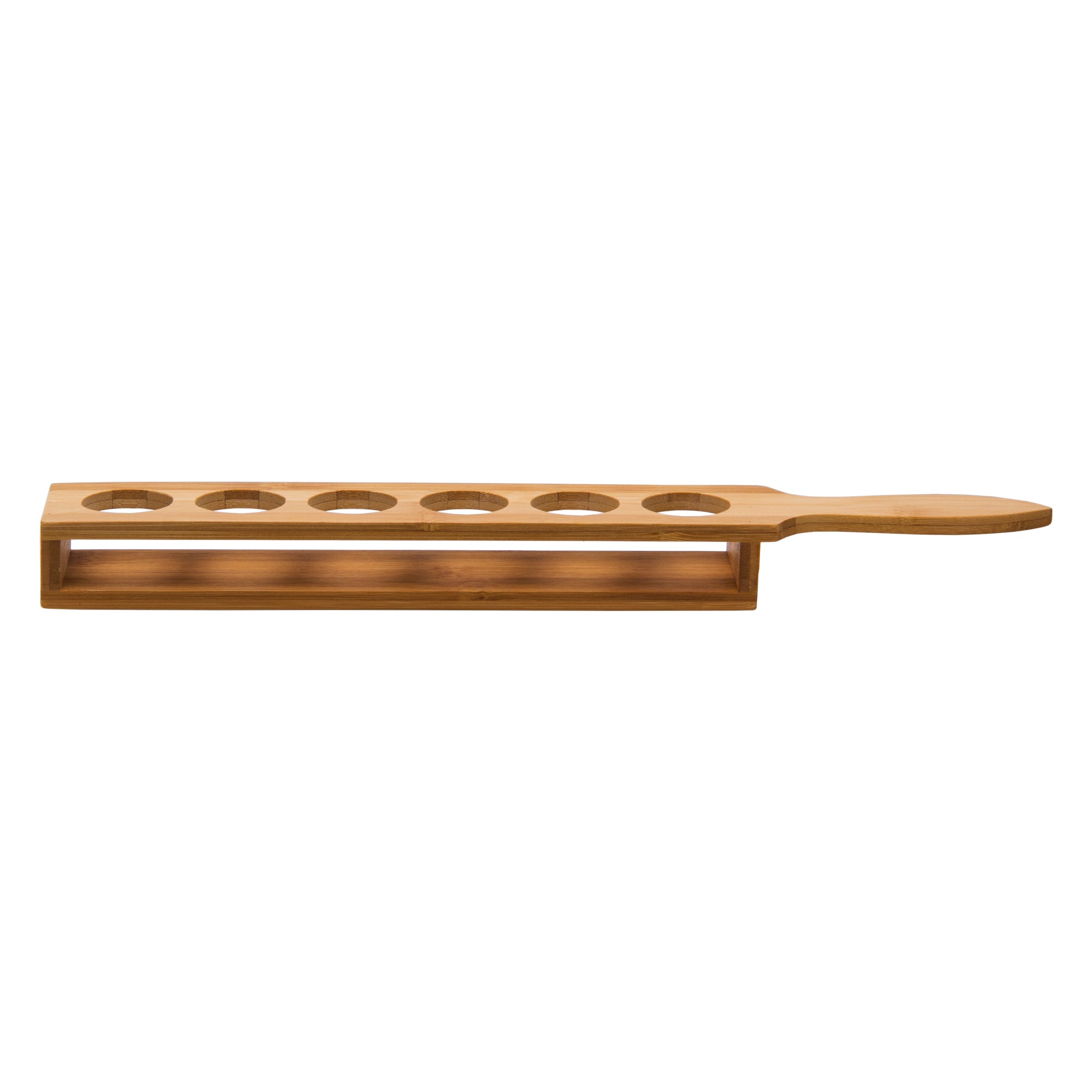 BAR BUTLER BAMBOO 6 HOLE SHOT GLASS SERVING TRAY WITH HANDLE