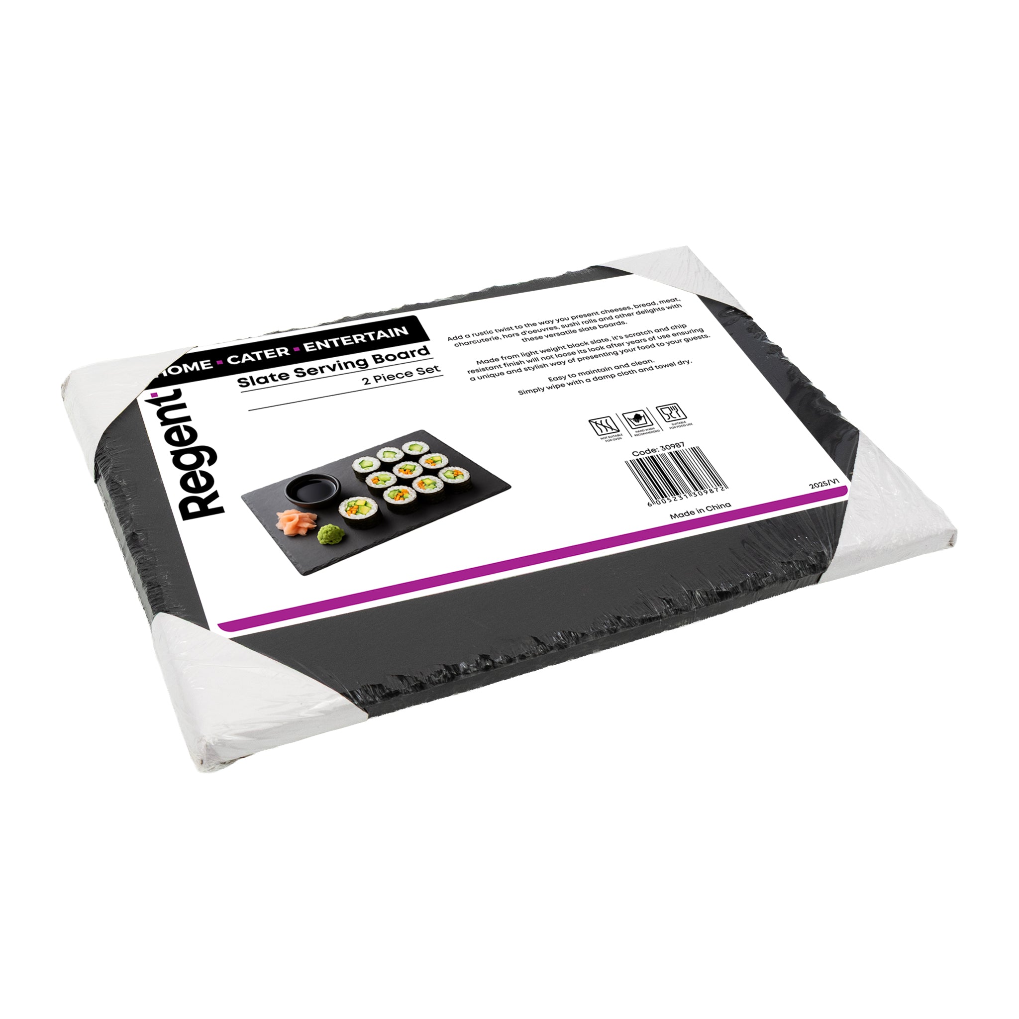REGENT KITCHEN SLATE RECT. SERVING BOARDS 2PK, 300X200MM