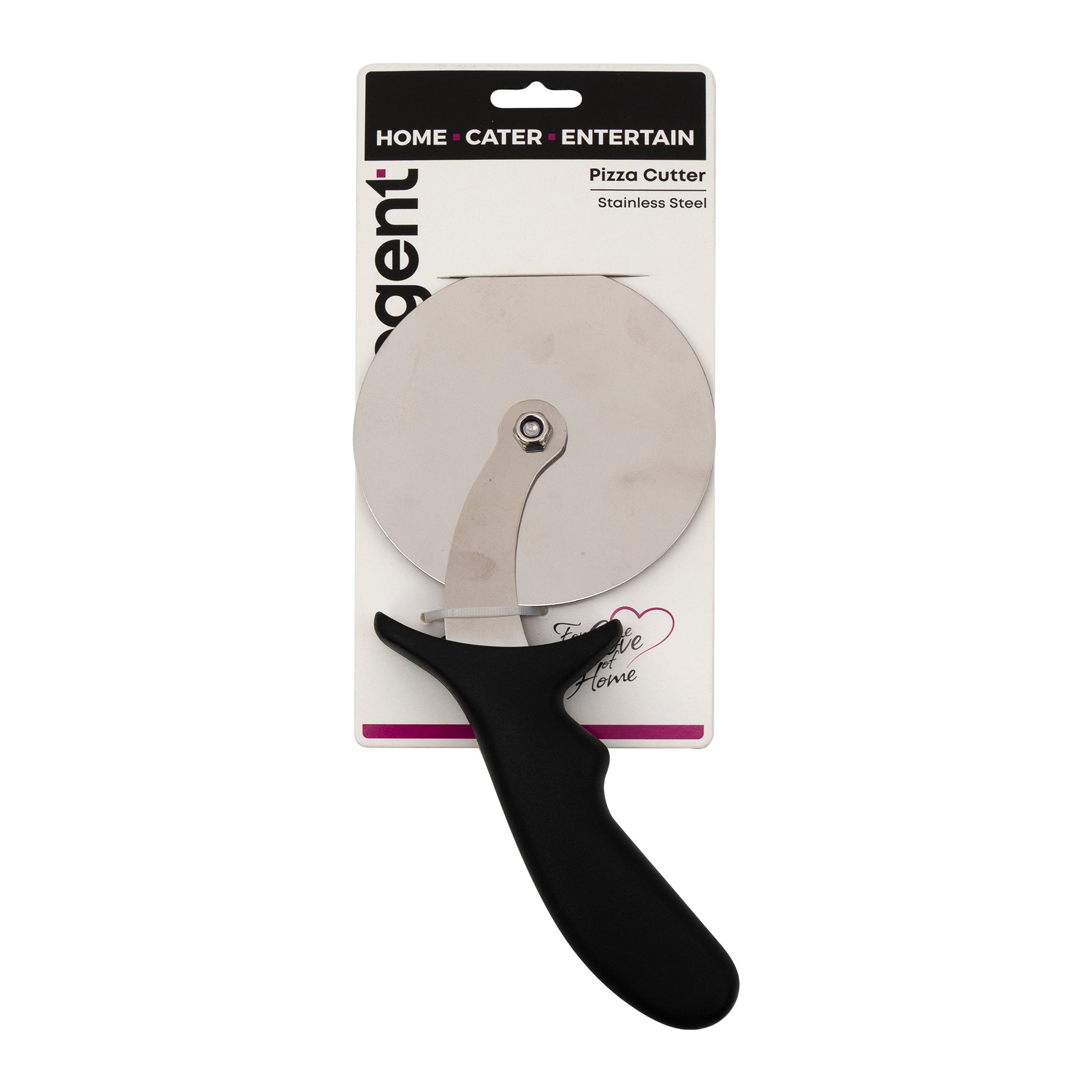REGENT PIZZA CUTTER WITH PP PLASTIC BLACK HANDLE, 100MM DIA