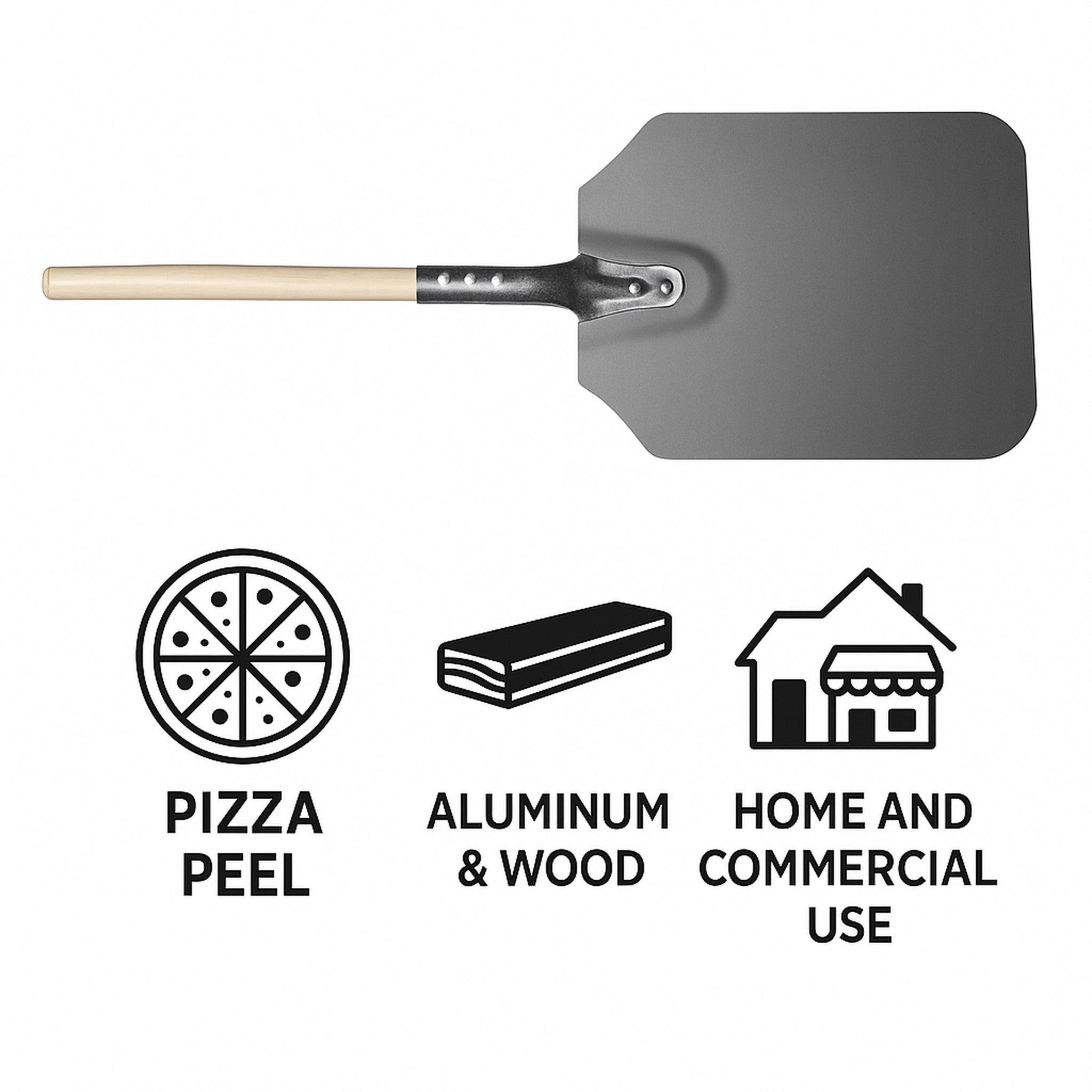 REGENT PIZZA PEEL ALUMINIUM WITH WOODEN HANDLE, 660MM