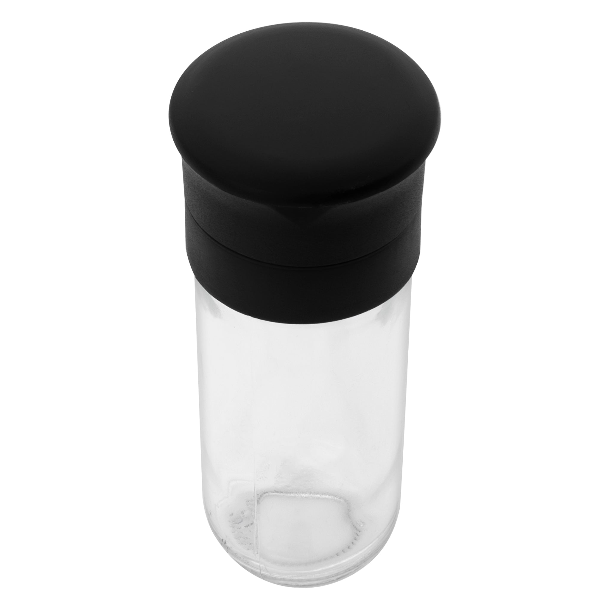 REGENT GLASS BOTTLES WITH CERAMIC GRINDERS AND BLACK LIDS 2PK, 120ML