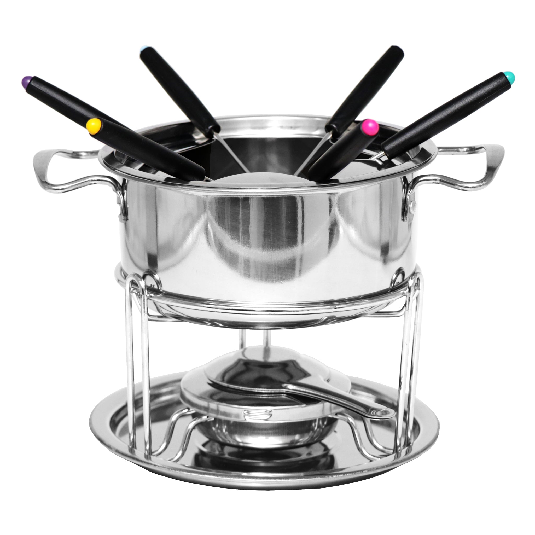 REGENT COOKWARE FONDUE SET WITH BURNER & 6 FORKS STAINLESS STEEL