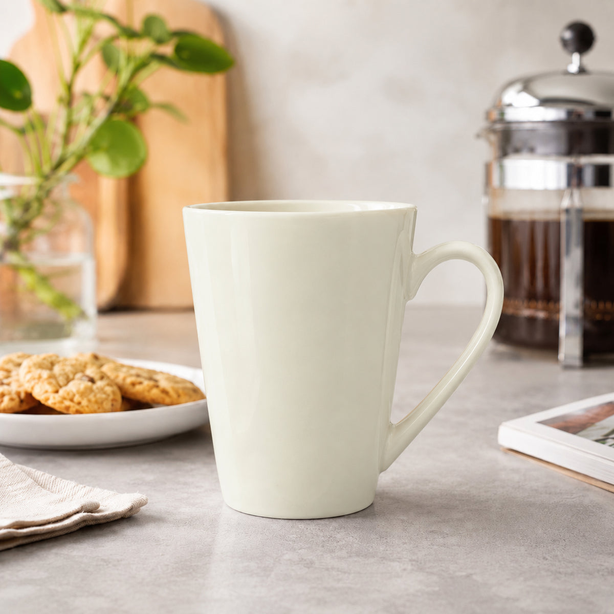 REGENT V-SHAPE NBC WHITE COFFEE MUG, 320ML