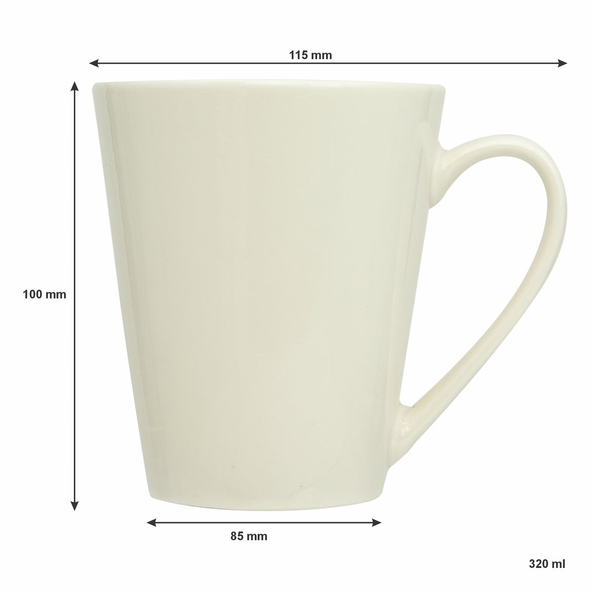REGENT V-SHAPE NBC WHITE COFFEE MUG, 320ML