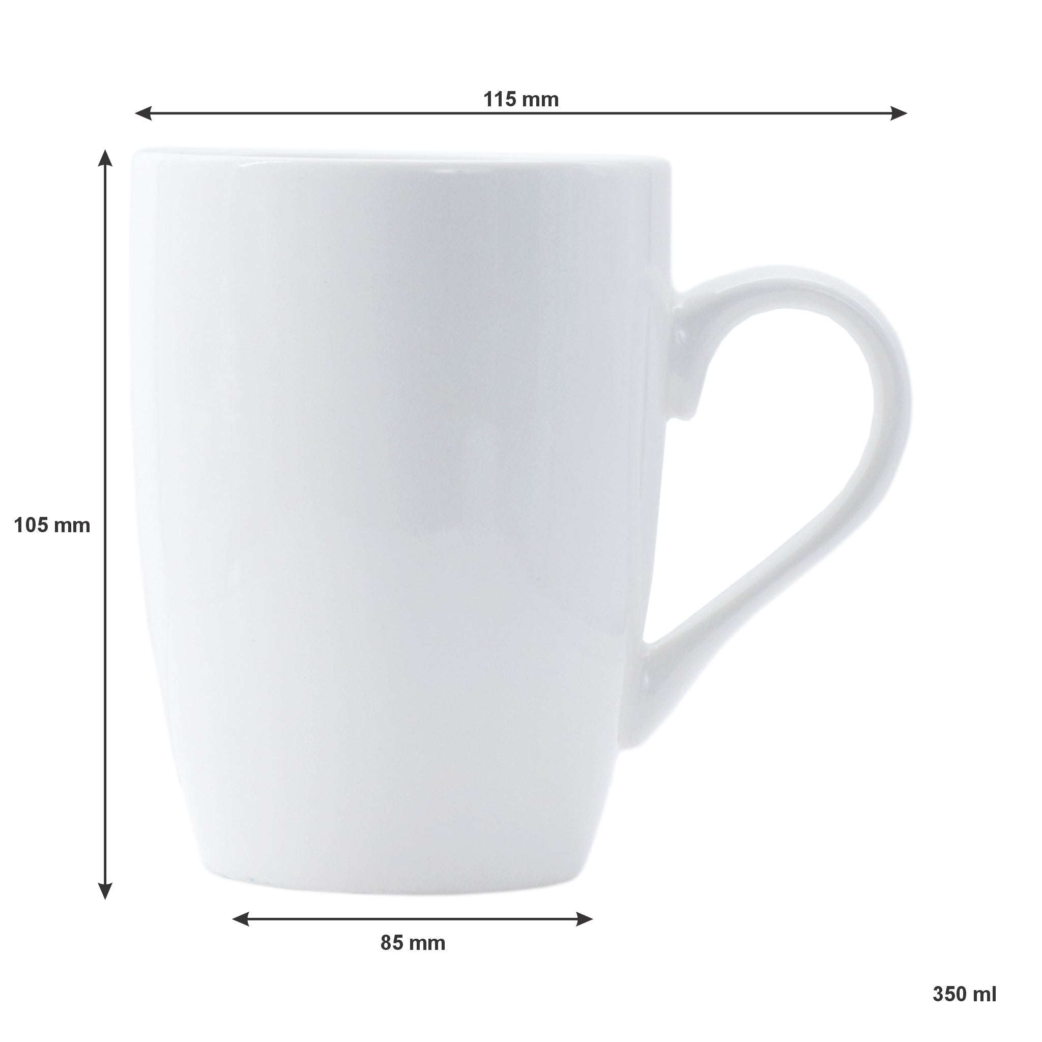 REGENT BULLET SHAPE NBC WHITE COFFEE MUG, 320ML