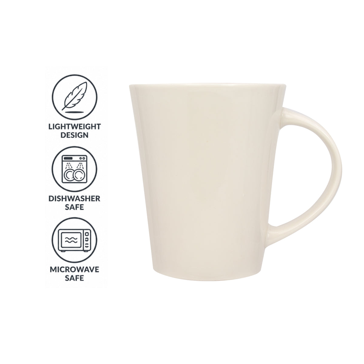 REGENT V-SHAPE WHITE COFFEE MUG, 380ML