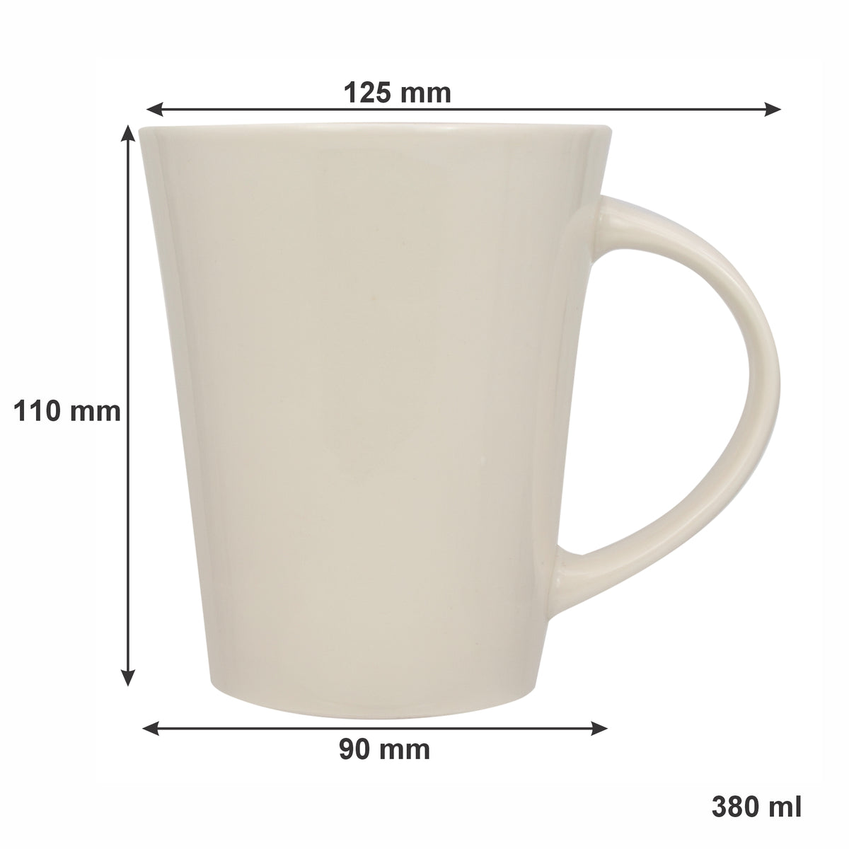 REGENT V-SHAPE WHITE COFFEE MUG, 380ML