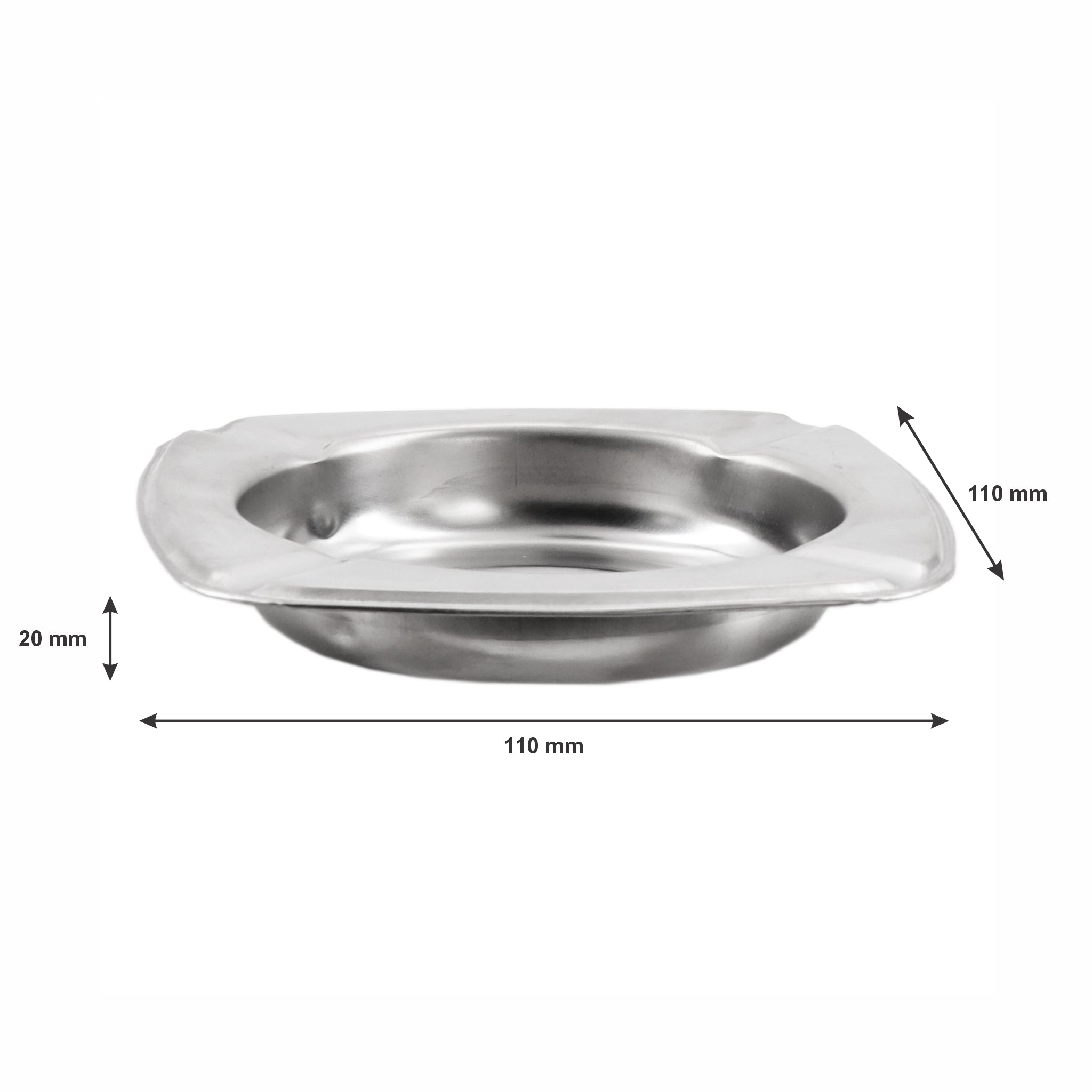 REGENT ASHTRAY SQUARE STAINLESS STEEL, 110MM