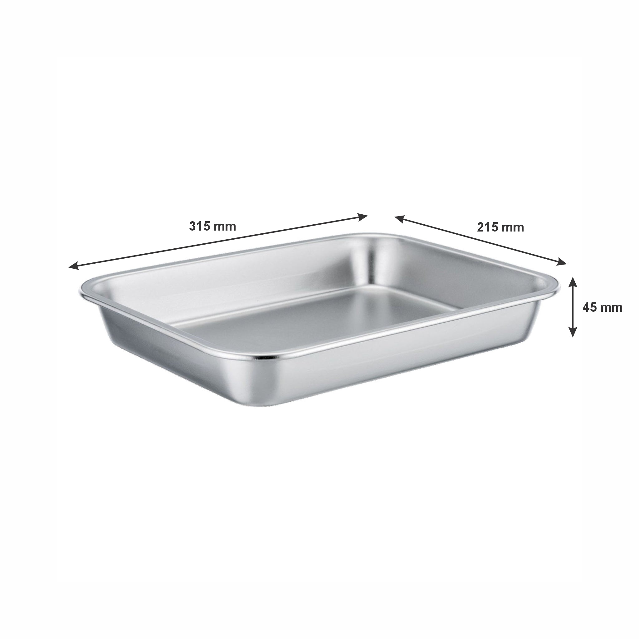 REGENT RECTANGULAR ROASTING DISH STAINLESS STEEL, 315X215X45MM