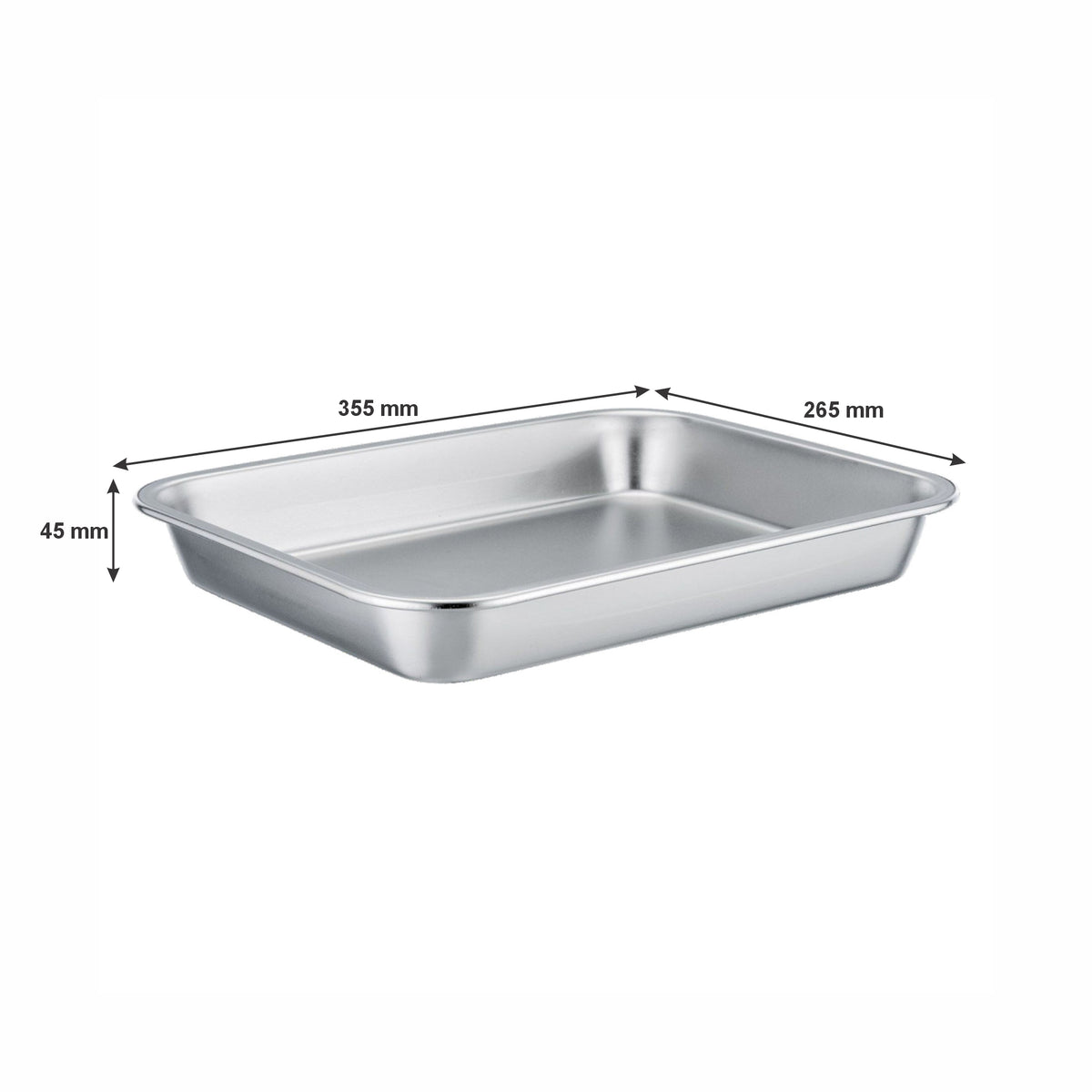 REGENT RECTANGULAR ROASTING DISH STAINLESS STEEL, 355X265X45MM