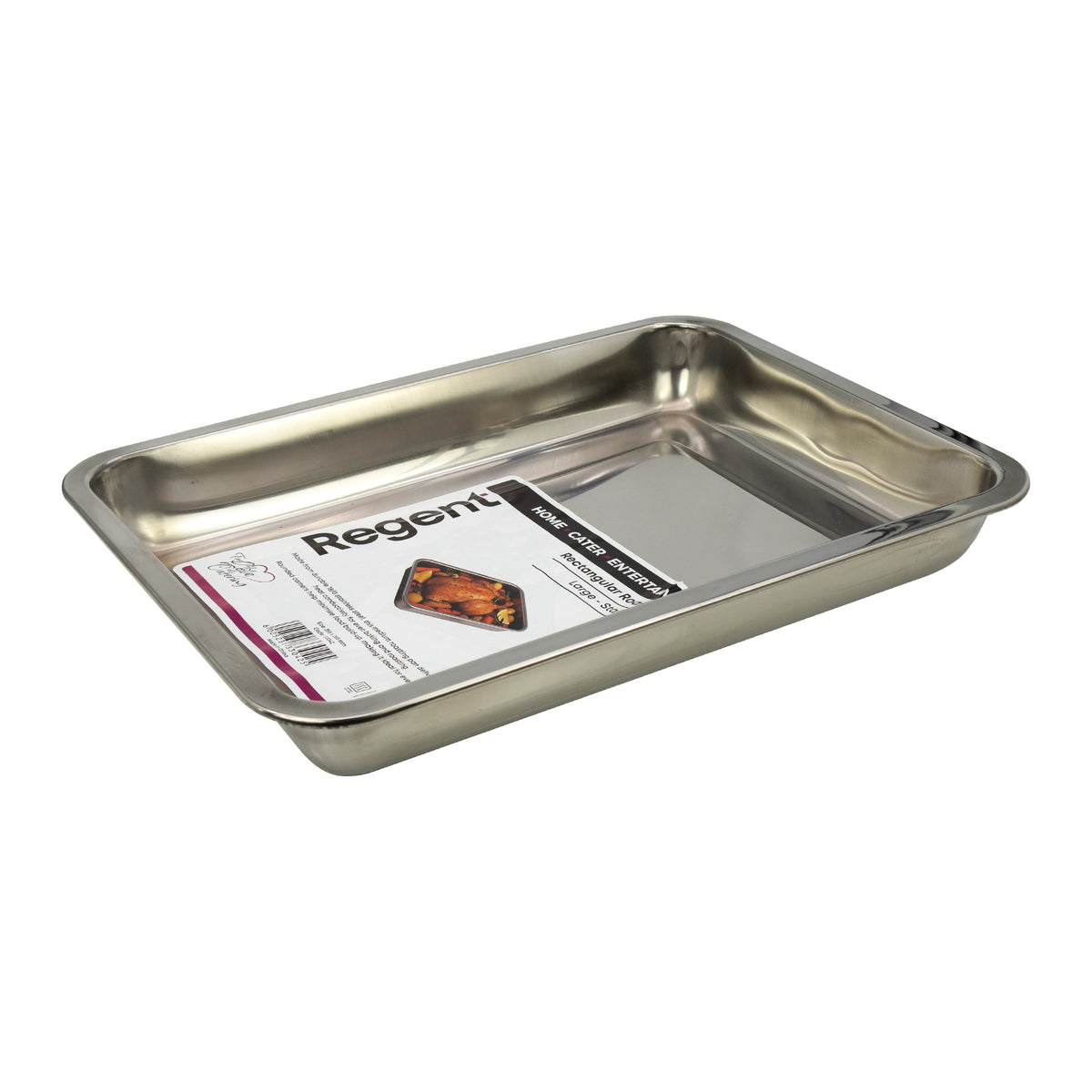 REGENT RECTANGULAR ROASTING DISH STAINLESS STEEL, 355X265X45MM