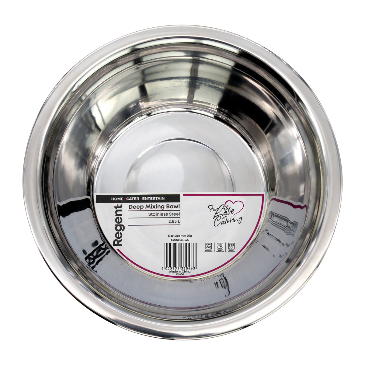 REGENT DEEP MIXING BOWL STAINLESS STEEL, 2.85L