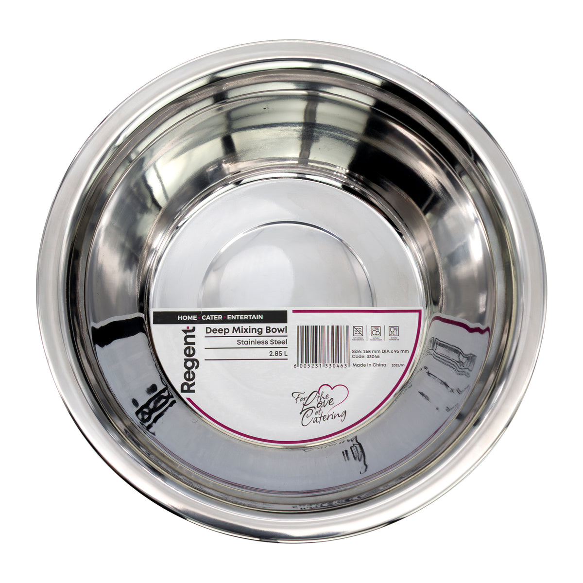 REGENT DEEP MIXING BOWL STAINLESS STEEL, 2.85L