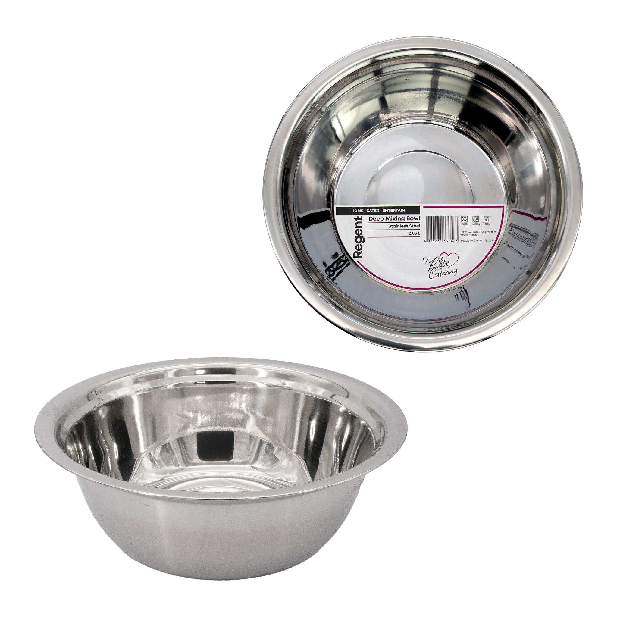 REGENT DEEP MIXING BOWL STAINLESS STEEL, 2.85L