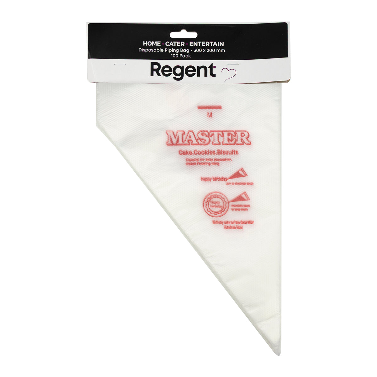 REGENT BAKEWARE MASTER DISPOSABLE PIPING BAGS 100PK, 300X200MM
