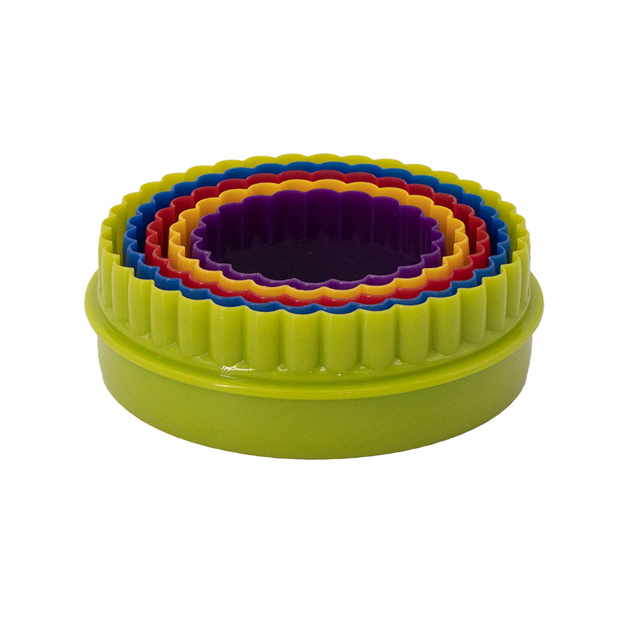 REGENT BAKEWARE COOKIE CUTTERS FLUTED ASST. COLOURS 5PIECE SET