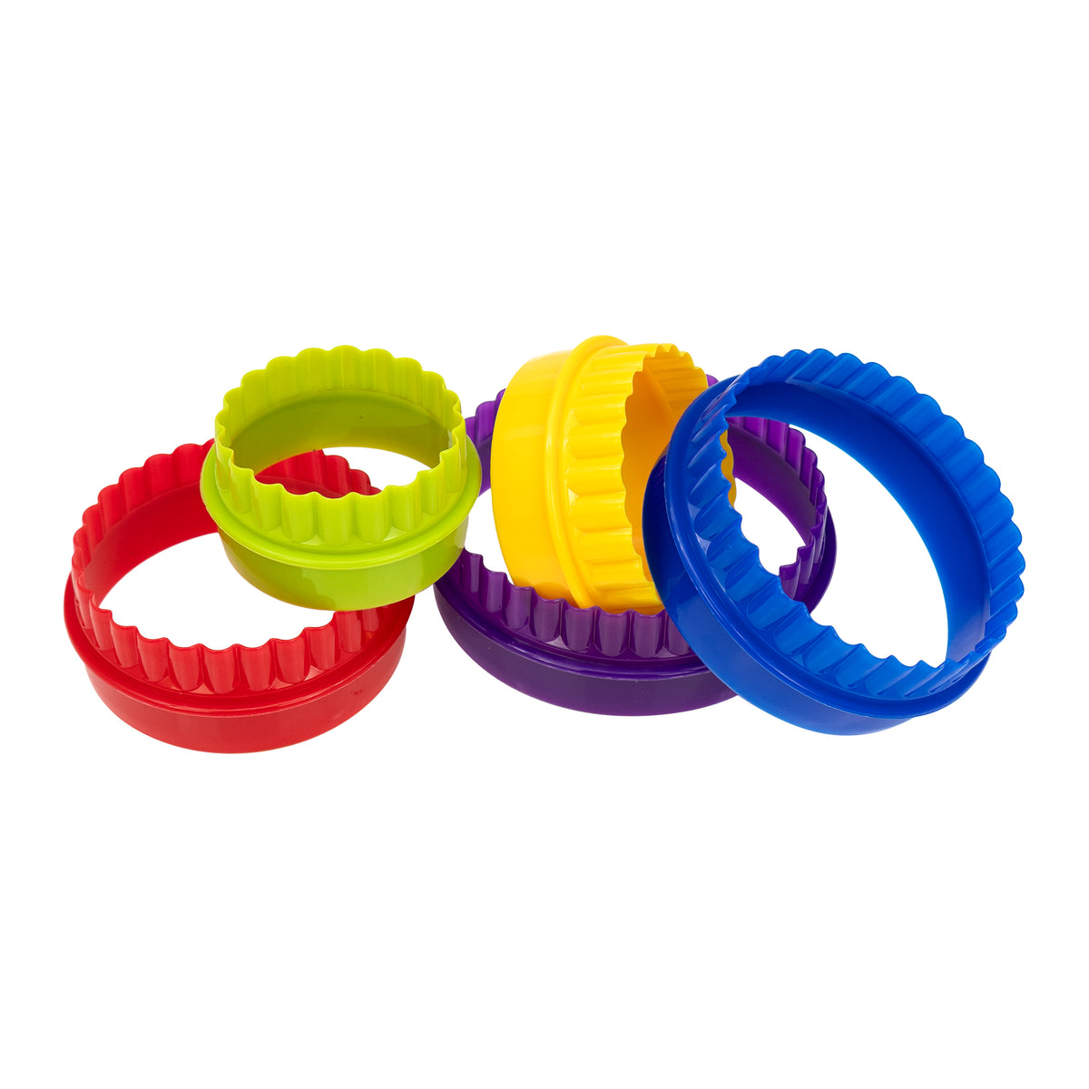 REGENT BAKEWARE COOKIE CUTTERS FLUTED MULTI-COLOURED 5PCS SET