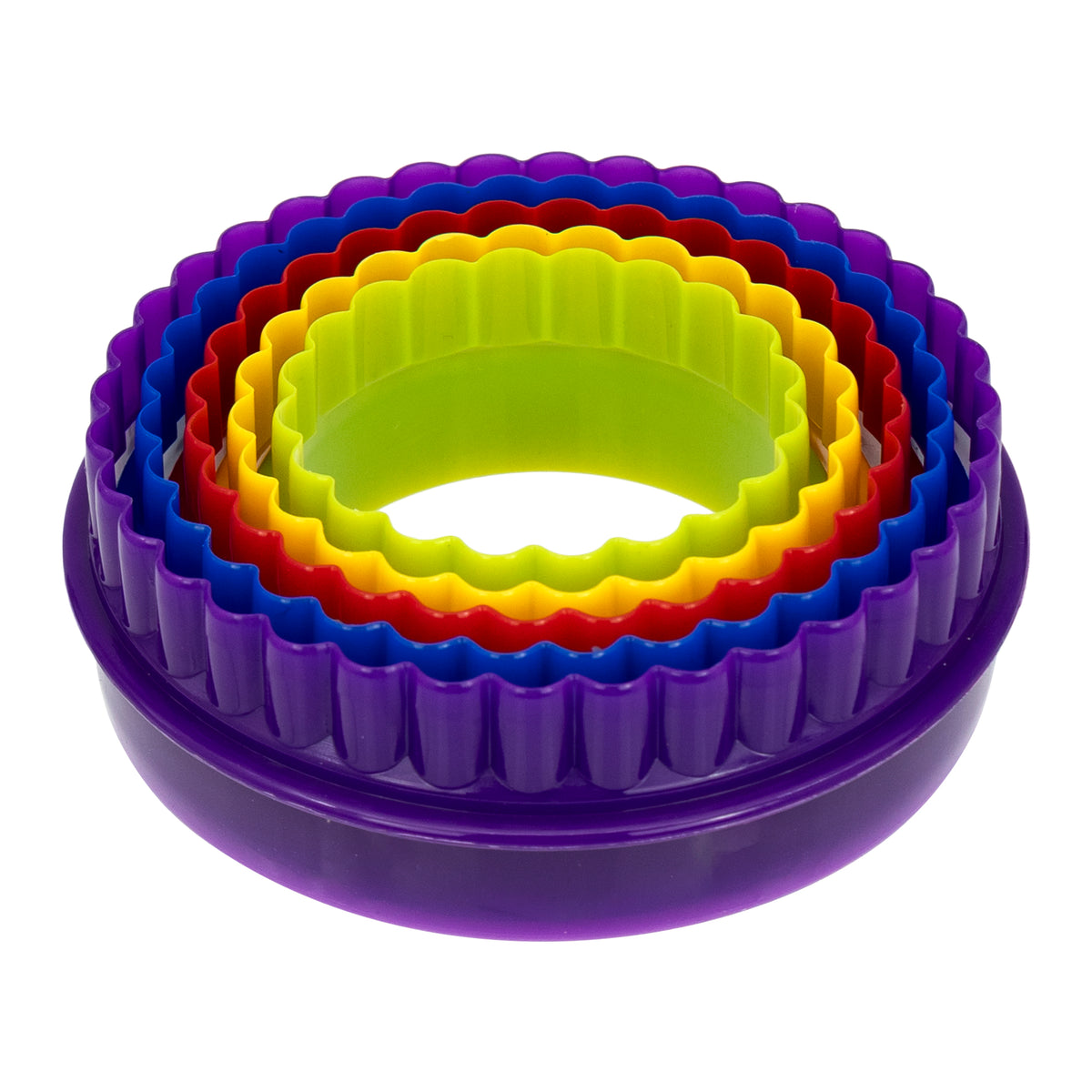 REGENT BAKEWARE COOKIE CUTTERS FLUTED MULTI-COLOURED 5PCS SET