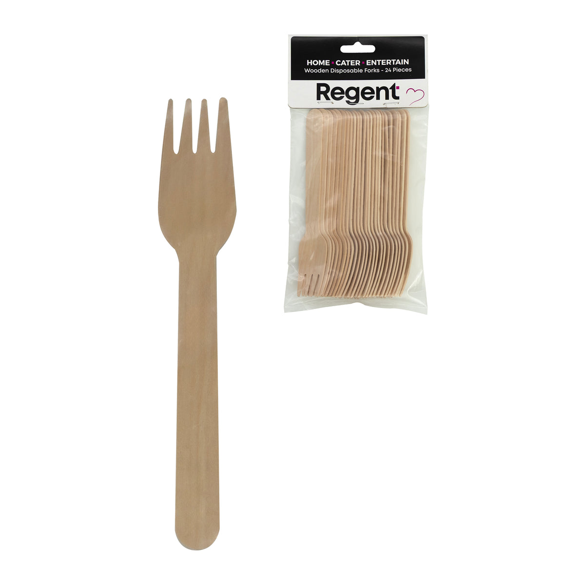 REGENT DISPOSABLE WOODEN FORKS 24PK, 160MM