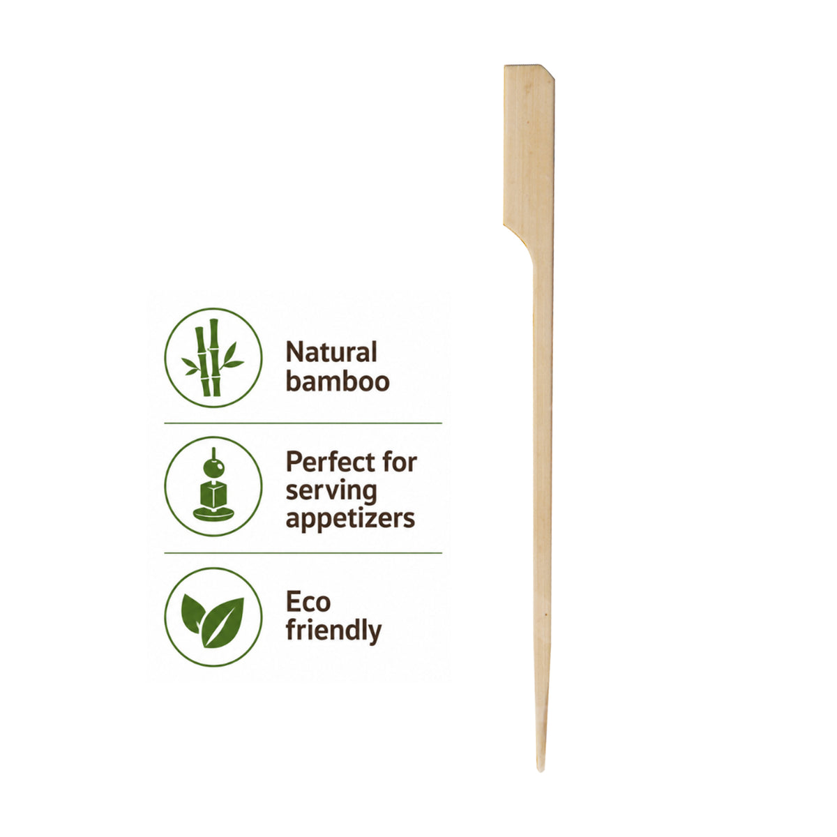 REGENT DISPOSABLE MEDIUM BAMBOO FOOD PADDLE PICKS 50PK, 120MM