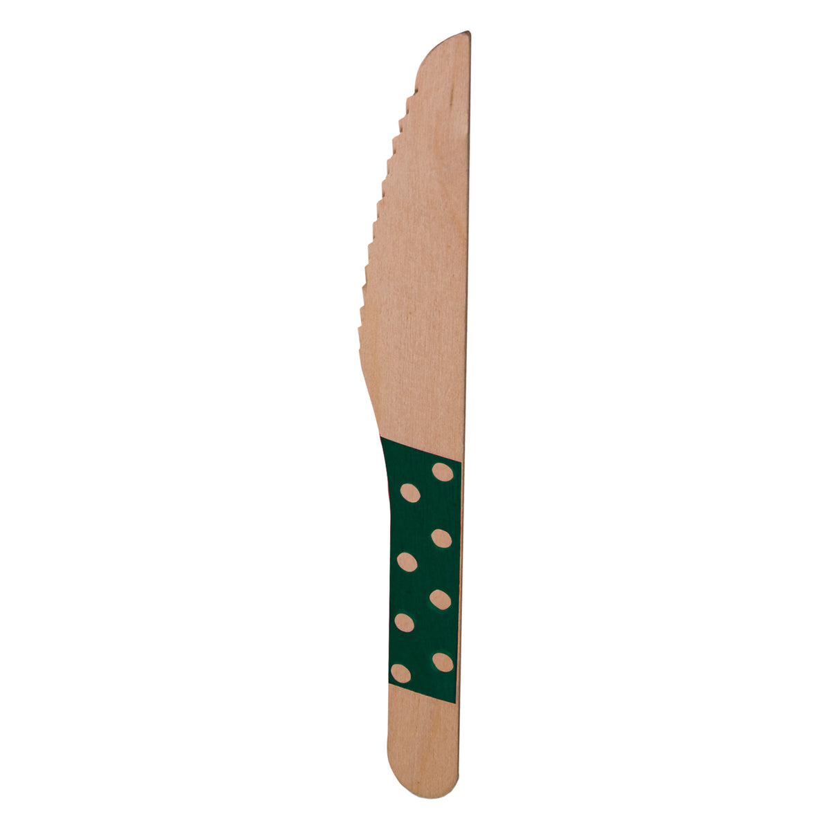 REGENT DISPOSABLE WOODEN KNIVES WITH COLOURED POLKA DOTS 24PK, 160MM