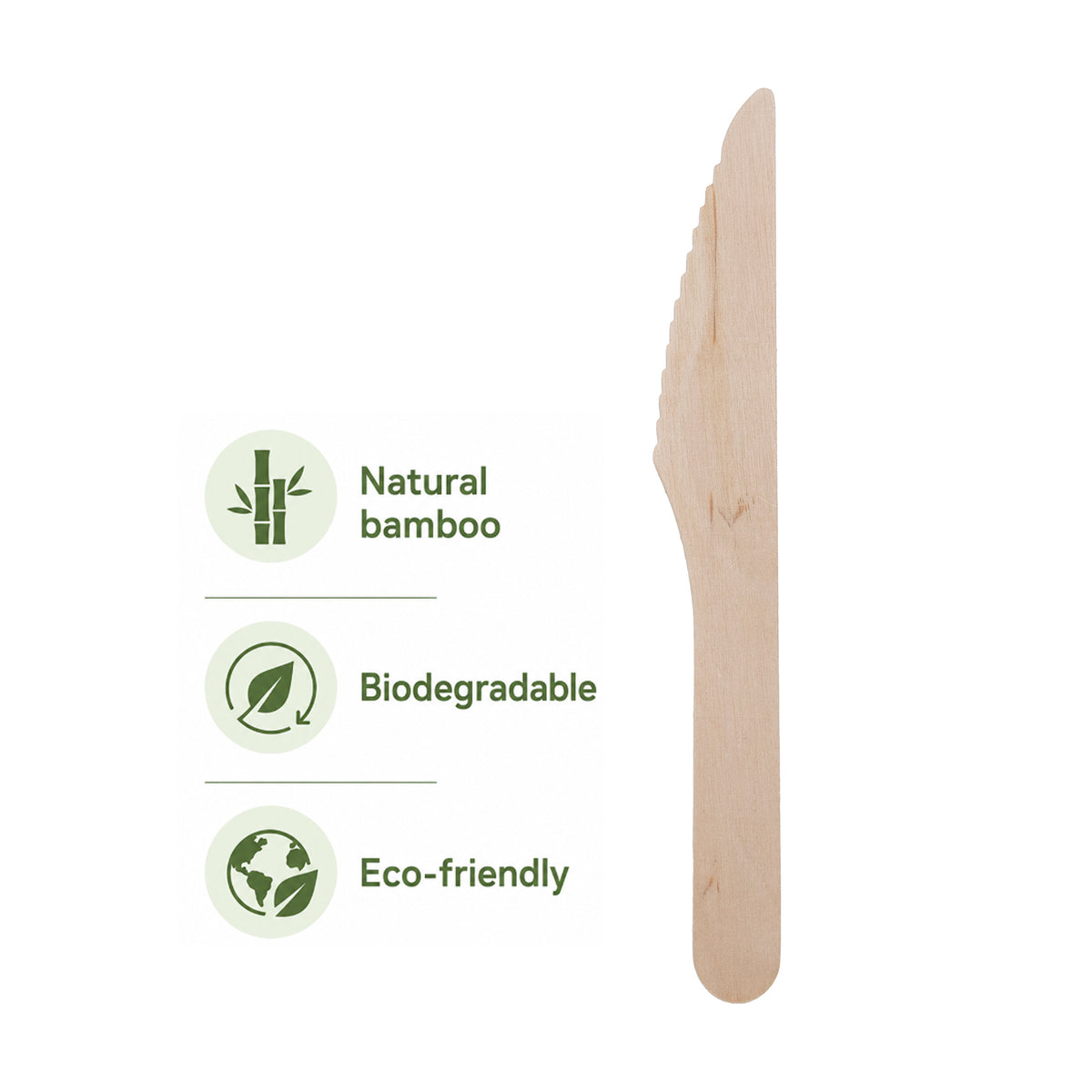 REGENT DISPOSABLE WOODEN KNIVES 100PK, 165MM