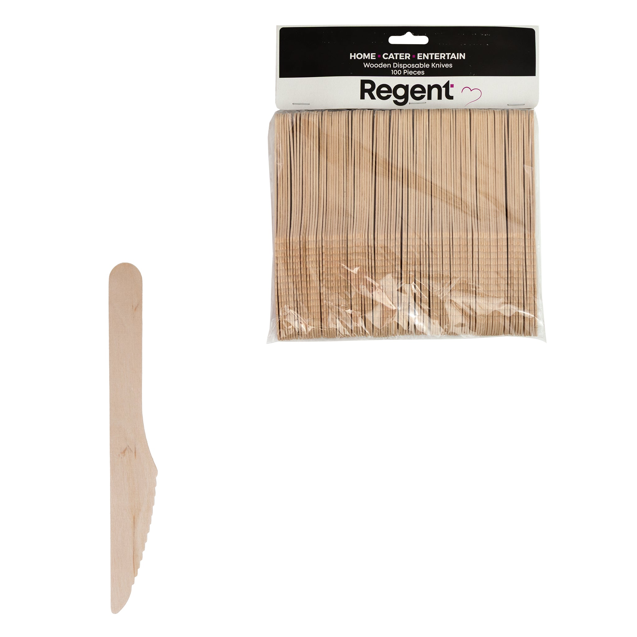 REGENT DISPOSABLE WOODEN KNIVES 100PK, 165MM
