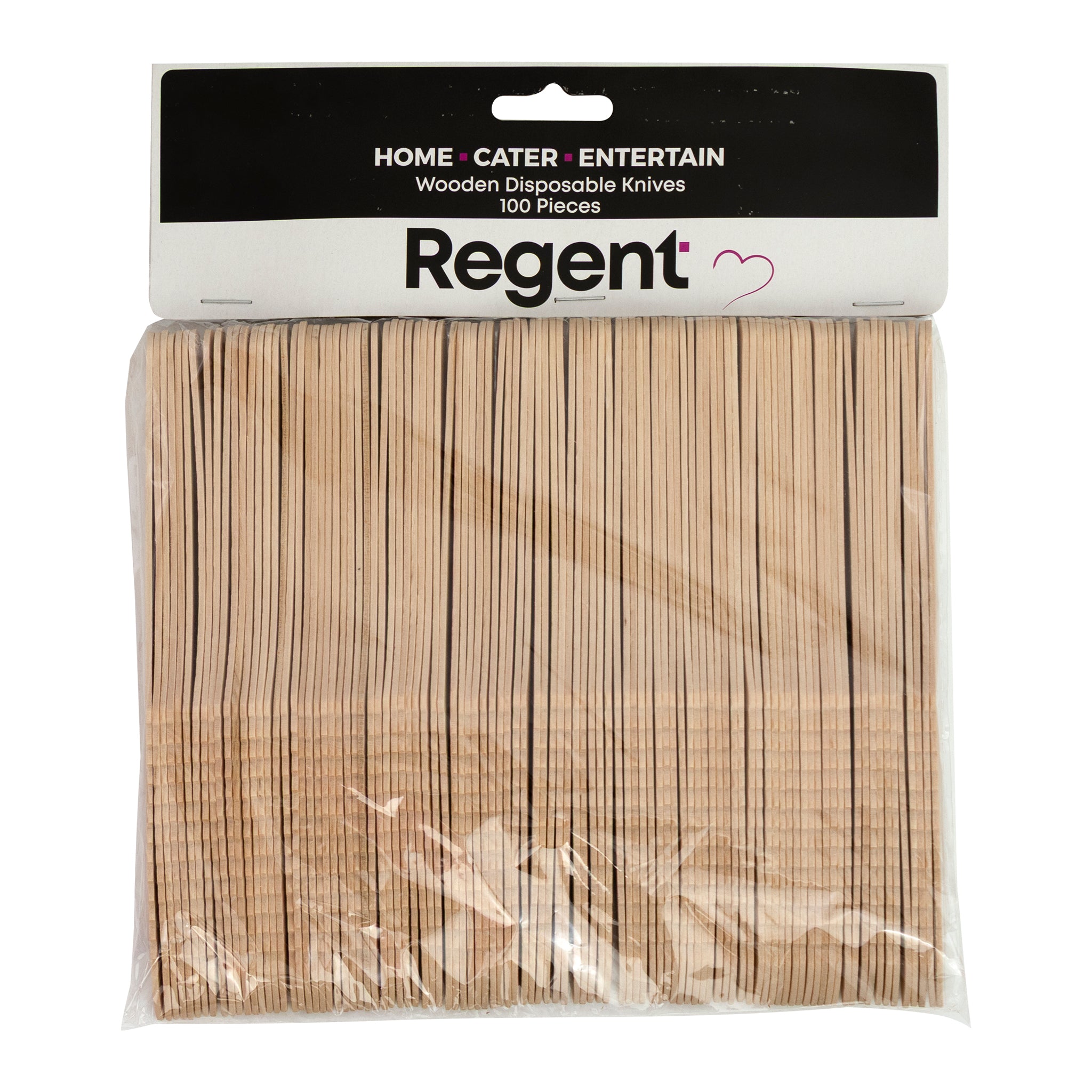 REGENT DISPOSABLE WOODEN KNIVES 100PK, 165MM