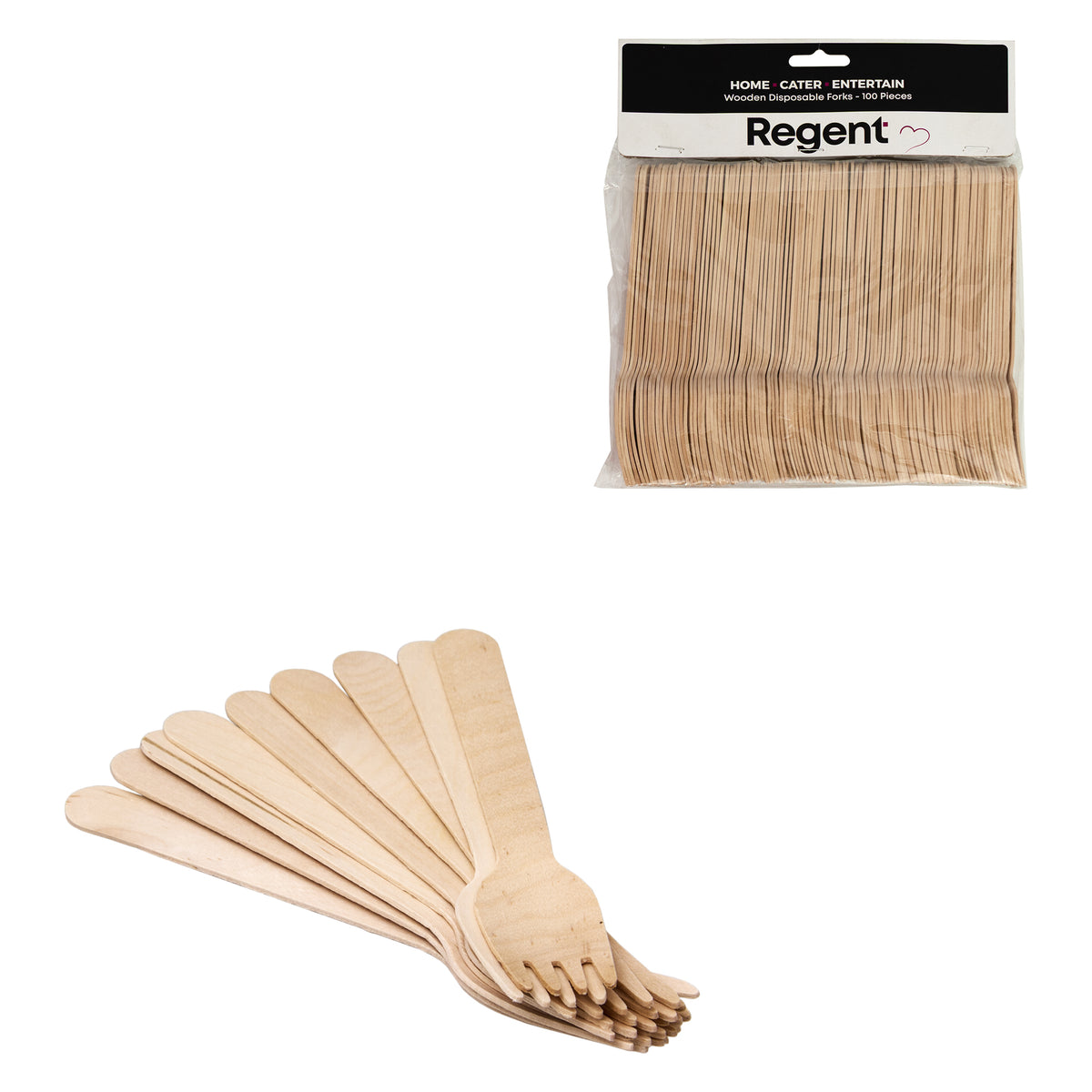 REGENT DISPOSABLE WOODEN FORKS 100PK