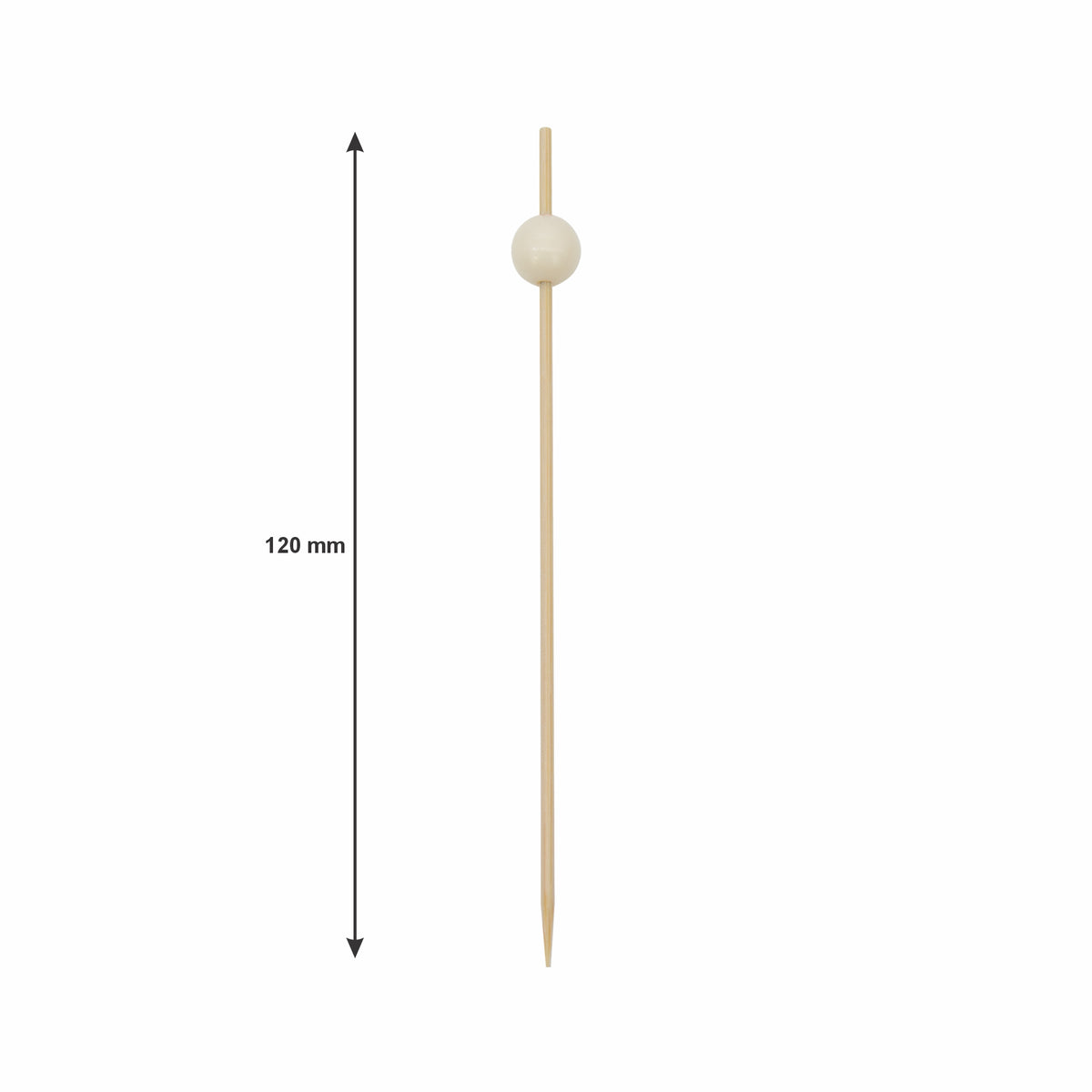 REGENT DISPOSABLE BAMBOO PICKS WITH COLOURED BEADS 50PK, 120MM
