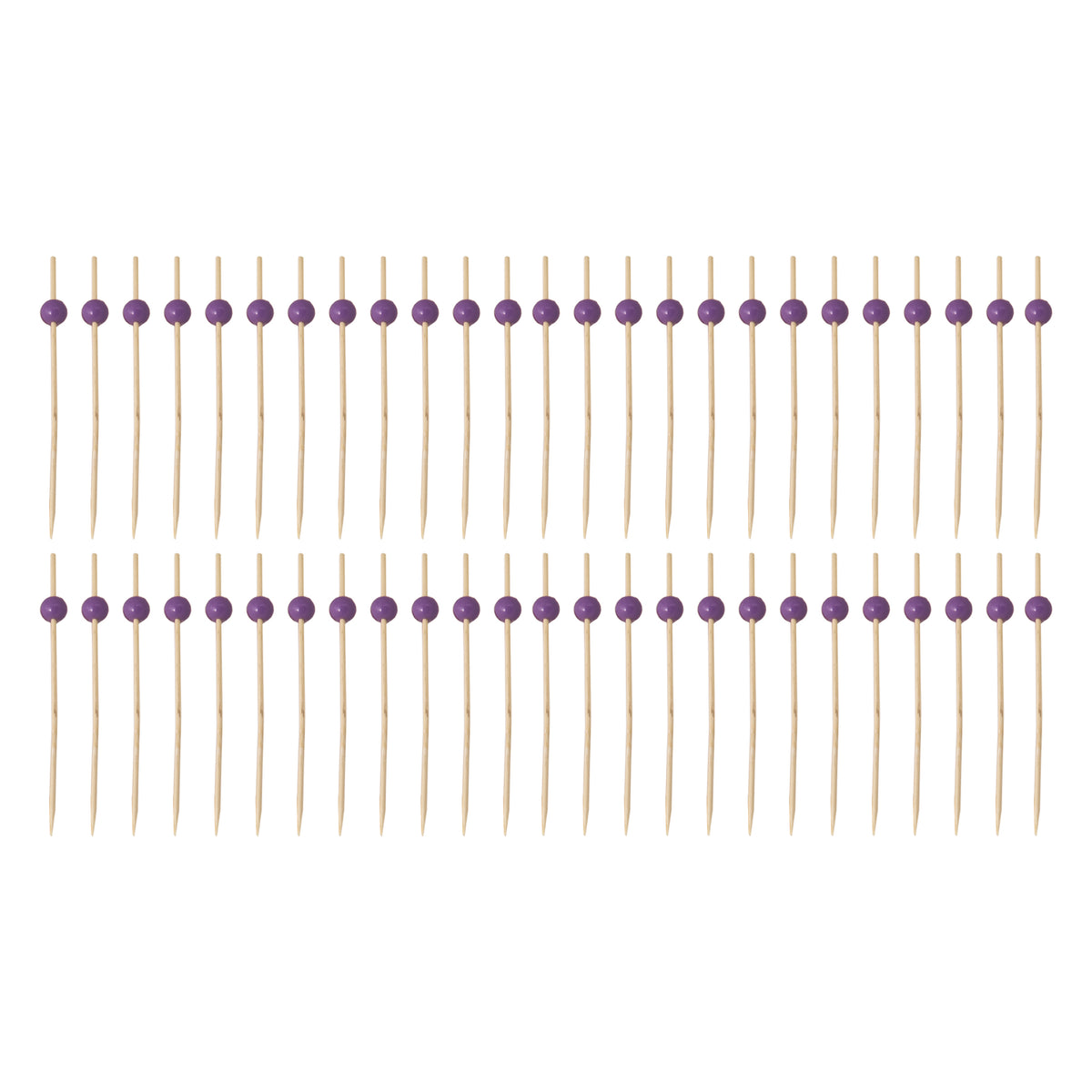 REGENT DISPOSABLE BAMBOO PICKS WITH COLOURED BEADS 50PK, 120MM