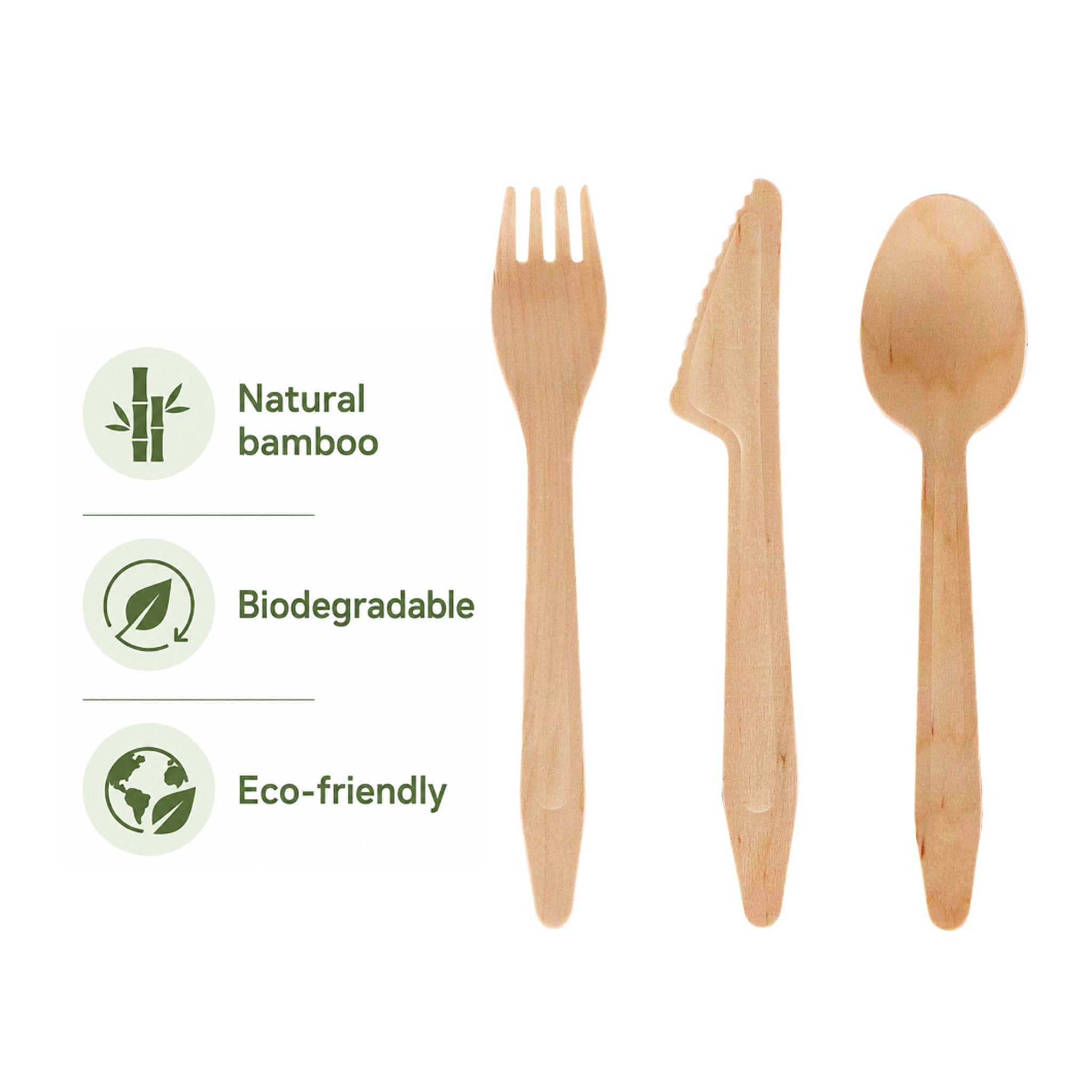 REGENT DISPOSABLE WOODEN CUTLERY 18 PCS SET, (6 SPOONS, 6 KNIVES & 6 FORKS)