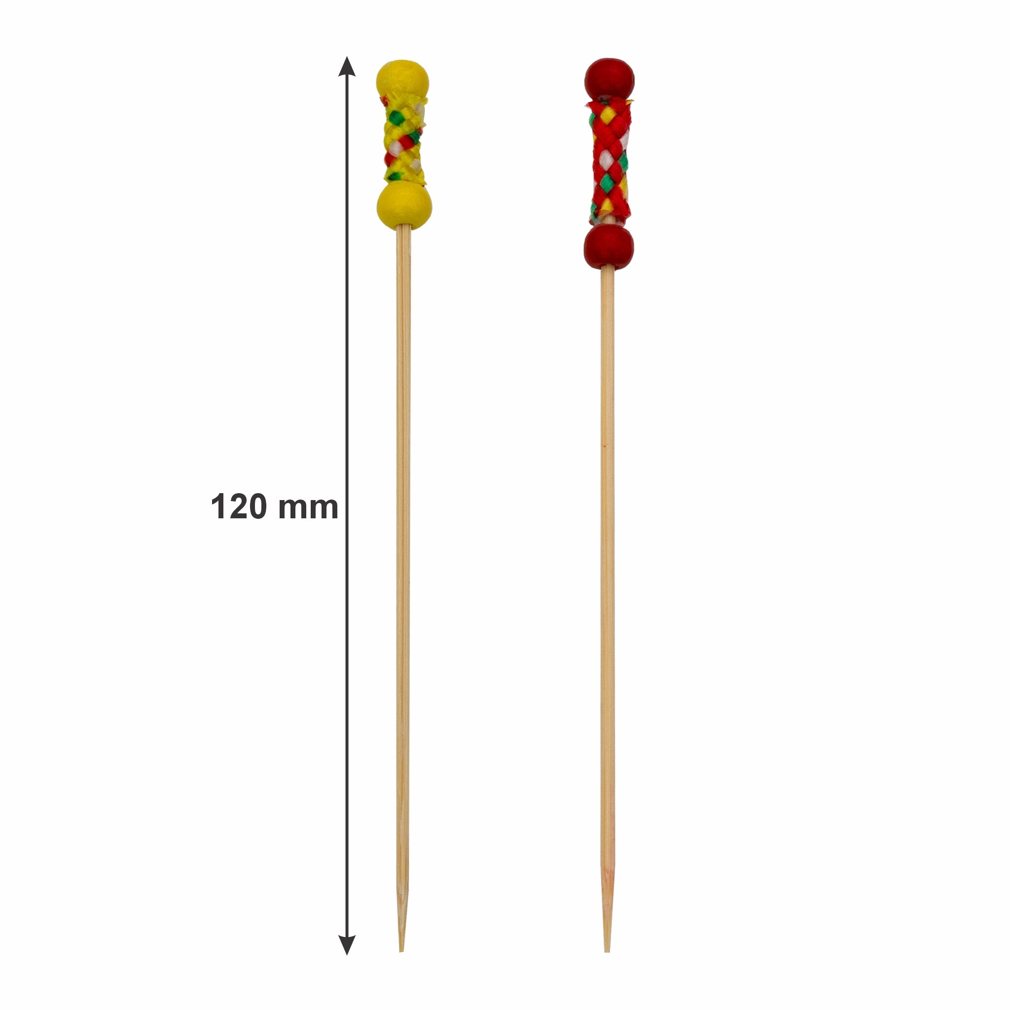 REGENT DISPOSABLE BAMBOO PICKS BEAD & BRAID MIXED COLOURS 48PK, 120MM