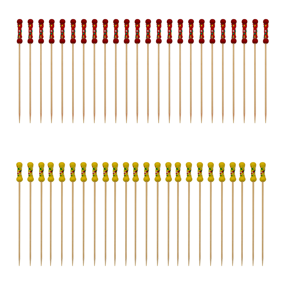 REGENT DISPOSABLE BAMBOO PICKS BEAD & BRAID MIXED COLOURS 48PK, 120MM